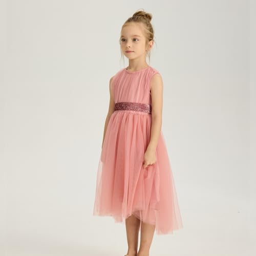 Toddler Girl Tutu Dress Sleeveless A-Line Tulle Summer Dresses Party Casual Sundress with Belt3