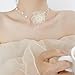 CIXVOEMK Rose Pearl Necklace-Neck Jewelry-Neck Flower Bone Chain-Necklace Fashion Accessories for Women (Pearl-2PCS)