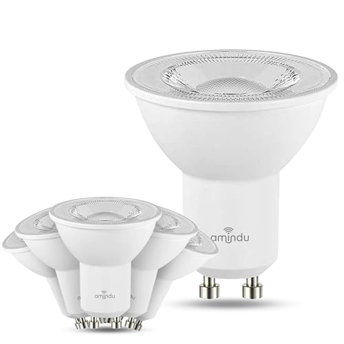 Amindu LED Lampe dimmbar 4W ersetzt 50W GU10 warmweiß 2700 K – LED 6er Pack – langlebig, energiesparend und angenehm leise – effizienter Strahler GU10