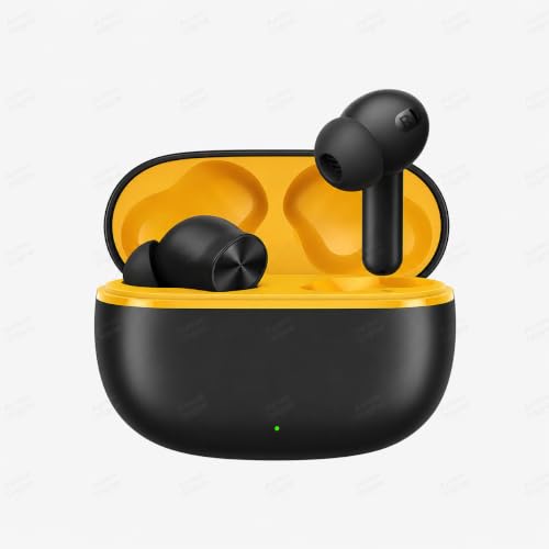 Image of Lynacz Original Compatible with Realme T200 Lite TWS Earbuds, 48H Battery, Fast Charging, Quad Mic, Bluetooth 5.3 (Volt Black)