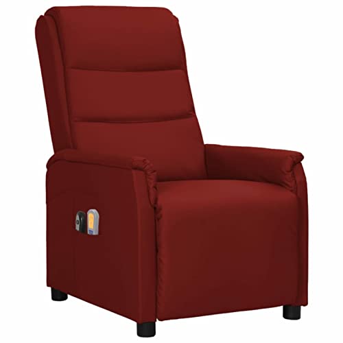 Chusui Sillón reclinable de Masaje eléctrico, Sillon Relax, Sofa Relax, Sillon Masajeador, Sofá Perezoso, Butacas De Cine, Sillon Tantra, Cuero sintético Rojo Vino Cover