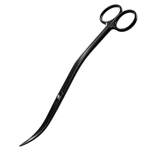 LINLAN 9.8-inch Wave Curve Aquascaping Scissors Full Chamfer Smooth Design Carbonized Anti-Rust Professional Dutch Style Aquascape Shears for Layered Shaping & Trimming Plants at Any Angle