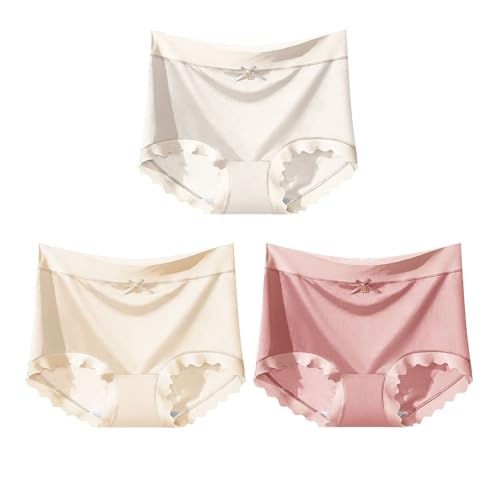 Braguitas de Seda Ice Silk para Mujer, Braguitas de Seda Transpirables y de Secado rápido, Ropa Interior de satén de Cintura Alta para Mujer. (3pcs A,XXL)