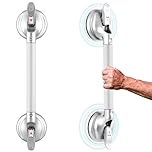 DAREN MEDICAL Shower Handle Upgraded 19 inch Grab Bar for Bathtub,Shower Handles with Strong Suction Cup Grab Bar,Bathroom Safety Grab Bar for Handicap Elderly Seniors and Disabled,Silver