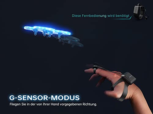 SP300 Drohne mit Blaue LED, RC Quadrocopter mit 3 Fernbedienungen, 2 Akkus für 14 Minuten, Throw’N Go, Automatische… – Bild 6