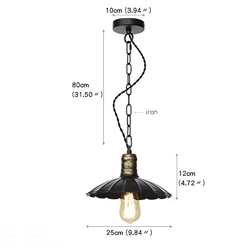 Lampe suspendue industrielle vintage E27 lustre loft en fer noir