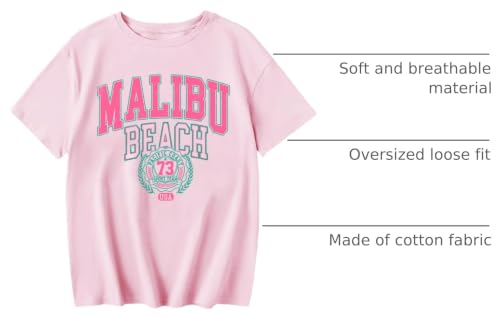 Image of Sulayesh Cute Letter Graphic Tees for Girls Preppy Aesthetic Shirts Oversized Trendy T Shirts Loose Casual Summer Tops