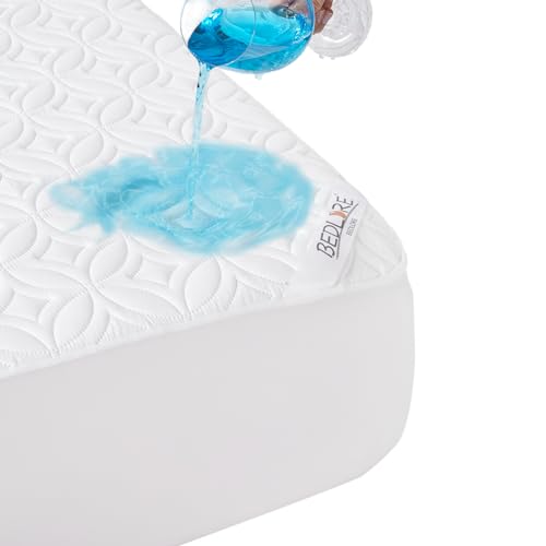 BEDLORE Waterproof Mattress Protector, Queen Size Noiseless Mattress Pad with Deep Pocket 6"-18" Depth, Soft & Breathable Bed Mattress Cover Washable for Home, Bedroom, Hotel (White)
