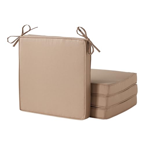 Greendale Home Fashions Outdoor 18 inch Square Patio Dining Chair Pads – Comfortable Fiber-Filled Seat Cushions with Ties, Reversible Polyester Fabric - Coronado, Set of 4