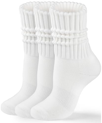 Image of HONGTEYA Slouchy Crew Socks For Women,Scrunch Cotton Cozy Workout Socks