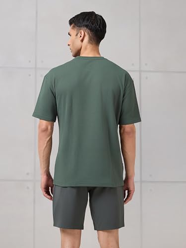 Image of TECHNOSPORT Men's Typography Printed T-Shirt ELASTOPLUS Quick Dry Slim Fit Round Neck Sports Tee for Gym Running Casual Wear UPF50+ Anti Odour