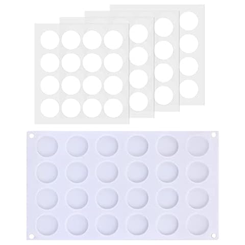 AIEX Wax Seal Silicone Pad, 24 Cavity Silicone Mat/Pad for Wax Seal Stamp Molds with 240pcs Round Double-Sided Adhesive Dots for Craft Adhesive Waxing DIY Wax Sealing Crafts (1.3inch in Diameter) Cover