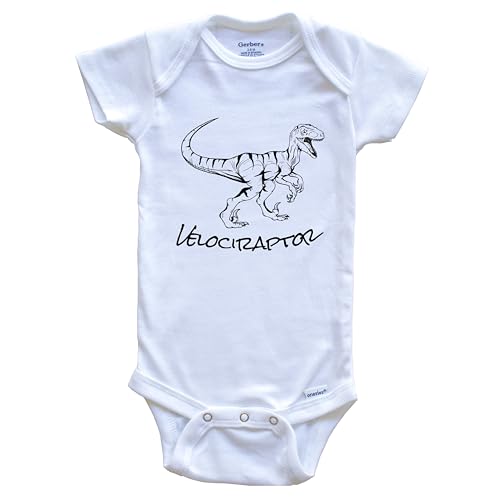 Velociraptor Sketch Cool Prehistoric Animal Raptor Dinosaur One Piece Baby Bodysuit