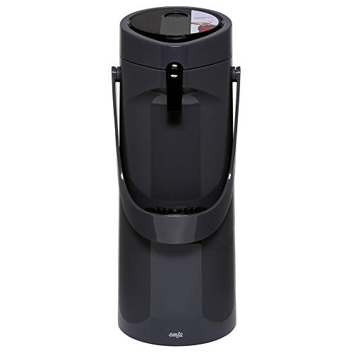 Emsa GmbH 515706 Ponza Insulated Thermos jug: 1.9 litres, Stainless Steel, 17 x 16.5 x 39 cm, Stainless Steel, Charcoal, 17 x 16.5 x 39 cm