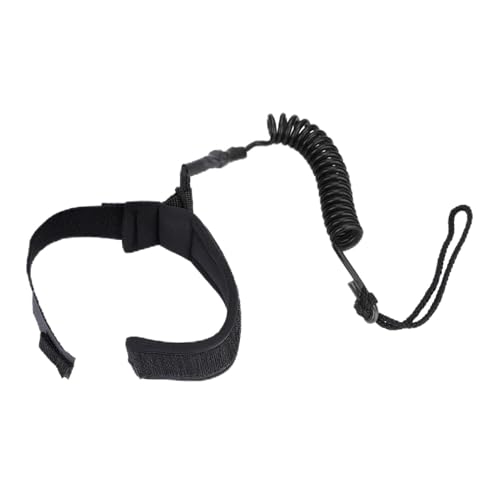 Super Strong 5mm PU Cord Surfboard Coiled Leg Rope, Lightweight and Flexible, Suitable for Bodyboard,Stand Up Paddleboard with Comfortable Ankle Strap, Extends Up to 5ft, All (Black)