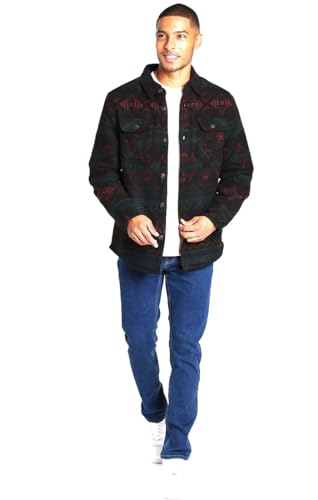 Jachs Men's Wool Blend Sherpa Lined Flannel Shirt Jacket (US, Alpha, Medium, Regular, Regular, Black)2