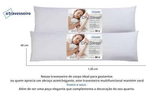 Kit 2 Travesseiros Agarradinho Dry Sleep 45x130cm, Ideal para Gestantes, Xuxão, Fibra de Poliéster S