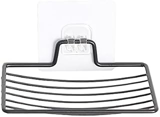 XFLYP Sturdy Traceless Self Adhesive Soap Dish, Self Adhesive Wall Mounted Soap Holder Stainless Steel Storage Saver for Home Kitchen Bathroom Shower (Black)