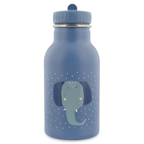 Trixie Insulated Drinking Bottle - Mrs. Elephant - 350ml Stainless Steel Water Bottle for Kids - Blue - Keeps Drinks Cold - Eco-Friendly and BPA-Free