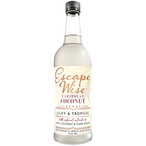 Escape Wise Caribbean Coconut Rum Alternative | Zero Proof | The World’s Leading Developer Of Non-Alcoholic Spirits, Liqueurs & Mocktails | 25.4 Fl Oz (750 Ml) Alcohol Free Spirit