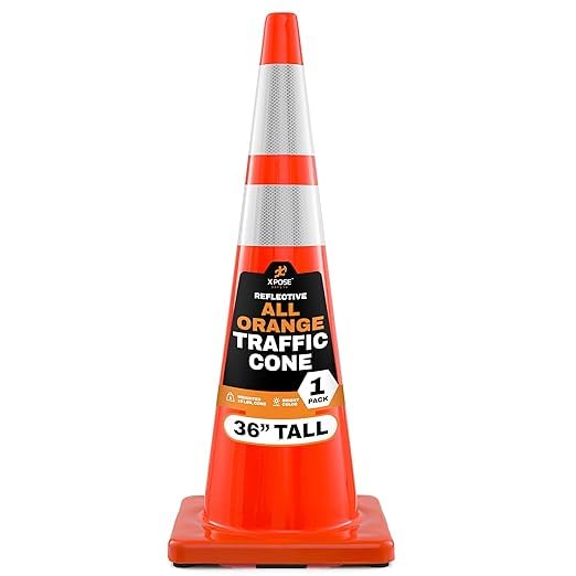 Image of Xpose Safety 36 Inch Orange Traffic Cones with 6 inch & 4 inch Collars, 1-Pack
