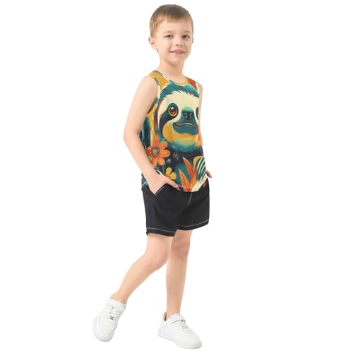Boys' Tank Top Shirt Colorful Sloth Sleeveless T-Shirts4