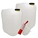 Männerladen 2X 20 Liter Set Getränke- Wasserkanister Natur mit 1 Auslaufhahn und 2 Deckel | Premium Qualität DIN 61 | Lebensmittelecht Tragbar Indoor und Outdoor Hahn