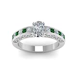 Jewelryonclick Anillo Ondulado Calado Plata esterlina Creado Esmeralda cojín Forma Anillos de Compromiso Antiguos Ajuste de Canal Tamaño 66 Sanación Artesanal de Chakras