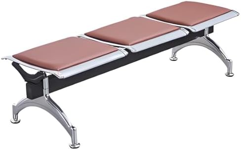 3-Seat Waiting Room Bench, Arm-Free PU Leather Reception Chairs, Steel Airport Seating, Easy Assembly Office Guest Chairs, Modern Black Design for Comfort