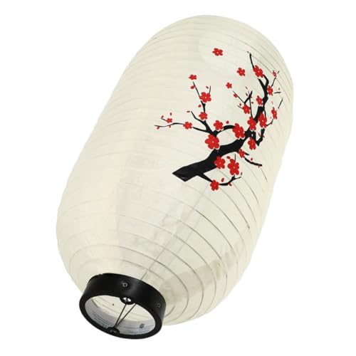 Ciieeo Linterna Colgante Japonesa De 12 Pulgadas De Tela Diseño De Flor De Ciruelo Blanca, Farol Decorativo Para Restaurante Japonés, Jardín y Exterior, Estilo Japonés Para Ambientación