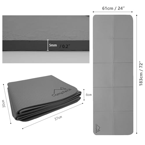 CampTeck U7274 Unisex Plegable Esterilla Yoga Antideslizante Portátil, Viaje (183 x 61 cm) con Bolsa con Cordón - Gris - imagen 2