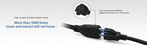 ClearMax Power Cable Extension, 3 Prong Cord Plug Male to Female 16 AWG for Home and Office Improvement UL Certified 25 Feet, Black