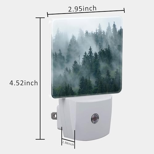Image of Night Light Plug into Wall Misty Fir Forest Night Light with Dusk to Dawn Sensor Night Light for Kid Girls Boys Women Men Room Decor, Hallway, Kitchen, Bathroom, Nursery, Stairs