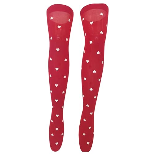 Generisk Alla hjärtans dag hjärta långa strumpbyxor din älskare lårstrumpor knästrumpor overknee damer knähöga långa strumpor överknästrumpor, Rd2, one size