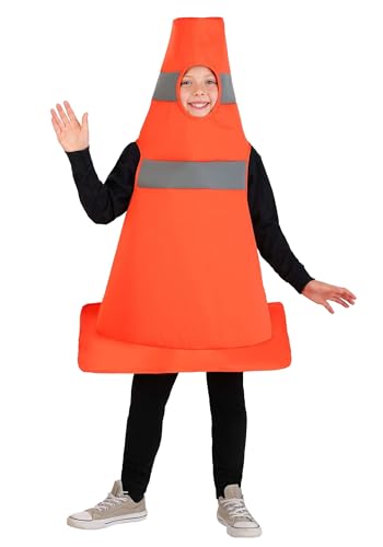 Kids Traffic Cone Costume | Child Funny Pullover Tunic with Face and Arm Holes for Halloween Standard