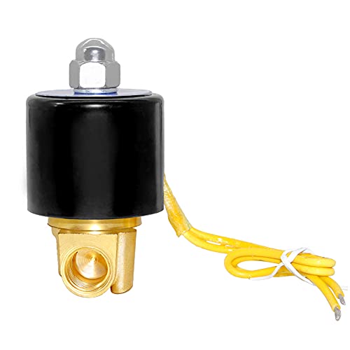 Image of Beduan Brass Electric Solenoid Valve, 1 /4 inch 110V Air Valve Normally Colsed for Water Air Gas Fuel Oil