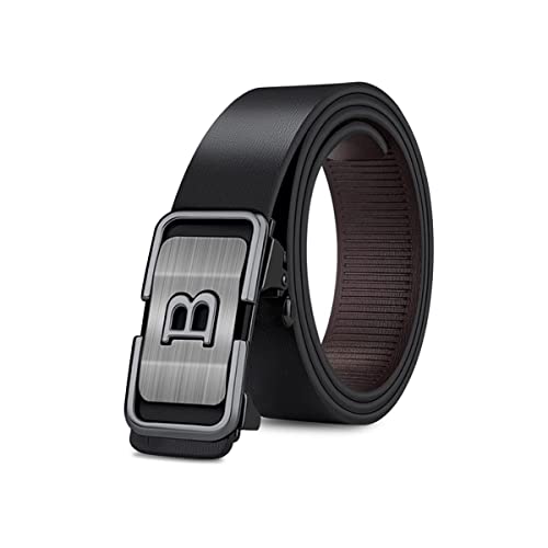 Image of GUSTAVE Men's Leather Belt Adjustable Auto Lock Buckle Belt for Men (Black E)