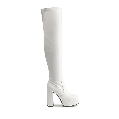 Image of DREAM PAIRS Women's Platform Over The Knee Thigh High Boots Chunky High Heels Square Toe Long Fall Y2K Gogo Boots