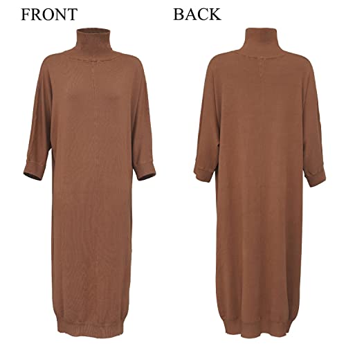Women's Crew Neck Long Sleeve Over Knee Length Pullover Loose Oversized Bodycon Sweater Dress4