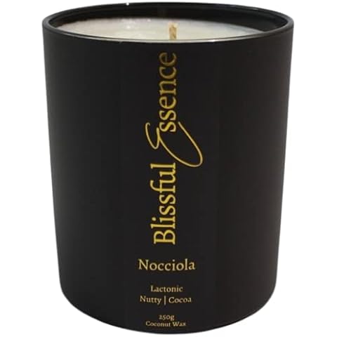 Nocciola, Chocolate Hazelnut - Luxury Black Long Burning Scented Candle, Natural Wax, 250g 65hr Burn| Handmade UK Cover