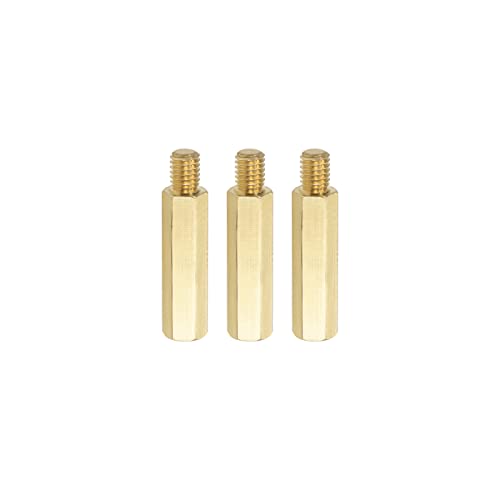 YOKIVE 3 Pcs M6 Standoff Screws, Brass Hex PCB Standoffs, Keep Height Consistent, Great for Motherboard (Gold Tone, 30mm+8mm)