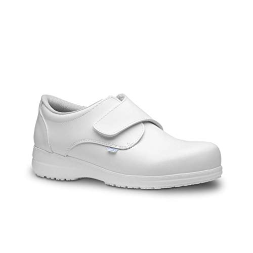 Feliz Caminar - Zapatos antiestáticos Neón con Inserto en el talón y Plantilla antiestáticas Que evitan chispazos Antideslizante para Hospital, Geriátricos Anatómicos(Blanco-40)