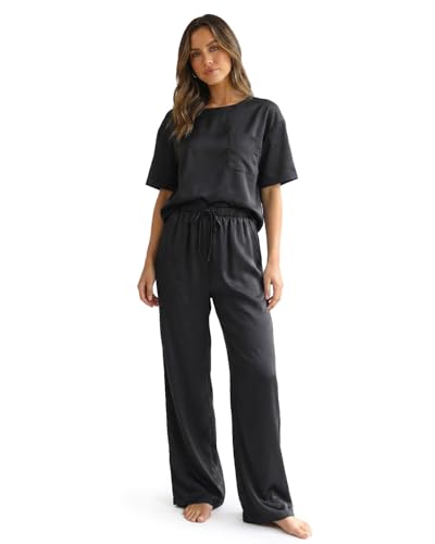 Zylioo Satin Loungewear Set for Tall Women 5'8"+ Lightweight Silky