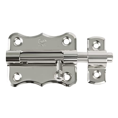 Amig - Pasador de Sobreponer - 60 x 48 mm - Adecuado en Puertas de Paso de Madera - Pestillo para Baño, Dormitorio o Despacho - Cerrojo de Seguridad - Acero Plateado