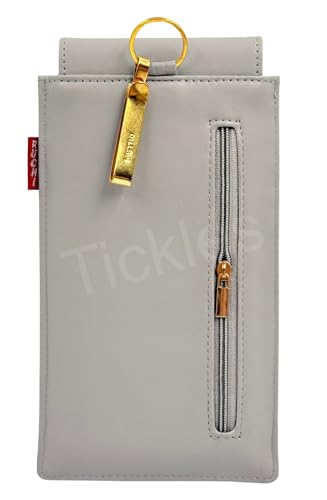 Image of Tickles Fancy Artificial Vegan Leather Mobile Pouch with Waist Clip Saree Hook for Girls Women (Color: Grey) (Suitable for Mobile Sizes: Below 6.5 Inches)