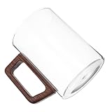 Toyvian Glasbecher mit Holzgriff 11,5X11,5X8cm Hitzebeständig Einlagig für Tee und Kaffee Haushalt...