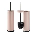 Harbour Housewares Matte Pink Toilet Brush and Holders Pack of 2 – Stainless Bathroom Accessories with Non Slip Bases – Rust Resistant Cleaning Brush Sets for Compact, Modern and Hygienic Home Spaces