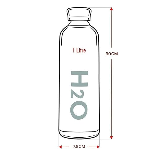 Image of Glass Water Bottle with Time Marker - 1000ML Leakproof Reusable Bottle - BPA-Free Transparent Bottle with Colored Lids - Drinking Bottles Water, Milk, Juices, Beverages (H2O multi 1000ML 1PCS)