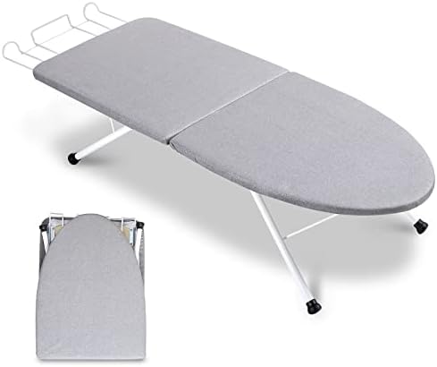 VeYocilk Tabletop Ironing Board, Reinforced Foldable Iron Board with Iron Rest, Portable Travel Small Ironing Board with Heat Resistant Cover for Home, Countertop, Laundry Rooms, Dorm, 31.4"x9.8"x7"