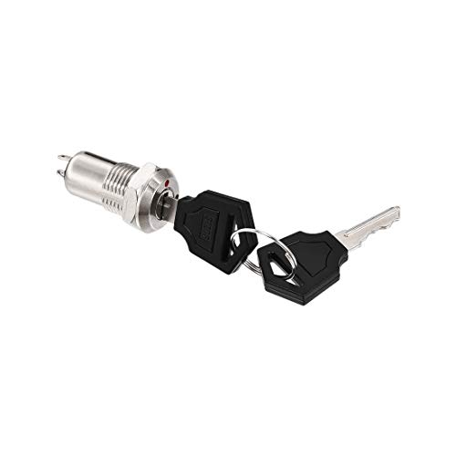 Sourcingmap 12mm 2 Positions Key Locking Push Button Switch with 2 Keys NO-Off 12x29mm, Silver Tone, S1204-Single pull-1pcs - Image 3